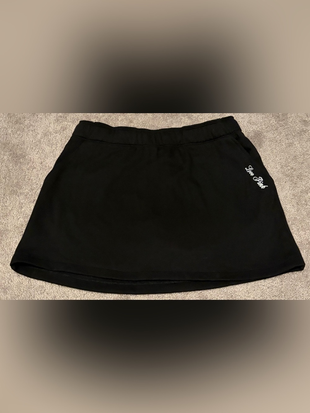 Pink By Victoria Secret Womens Black Ivy Fleece Campus Skort Size Medium